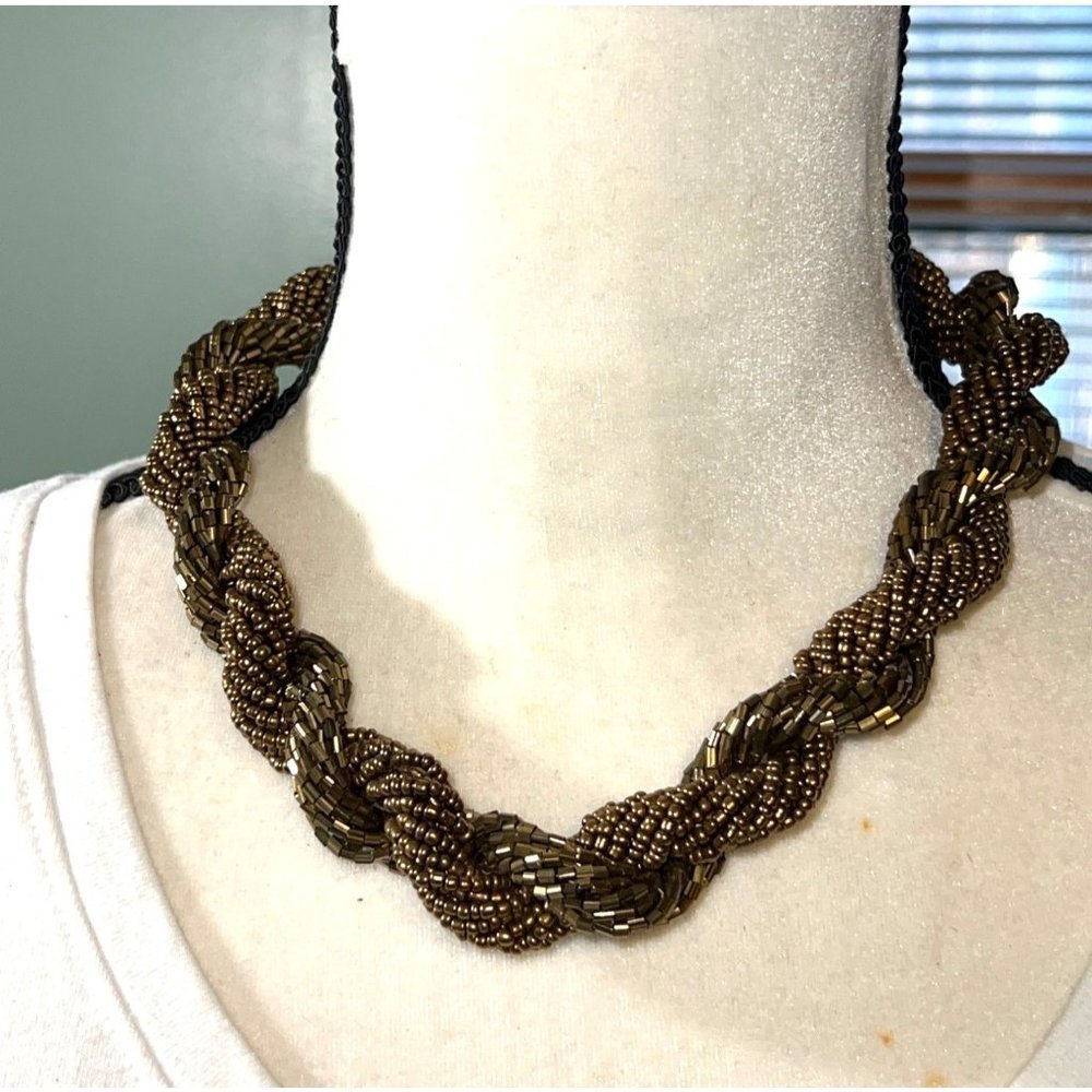 Bronze Metal Bead Torsade Necklace -- 18"